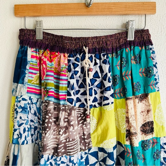 Vintage 90s Hippie Patchwork Long Maxi Cotton Skirt by Jessica Taylor > M - Picture 5 of 9